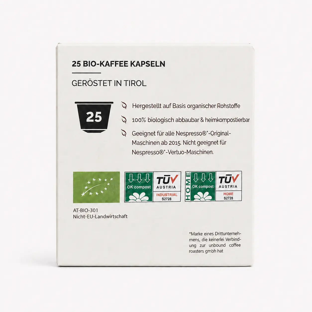 unbound Kaffeekapseln - BIO Trio, 100% biologisch abbaubar