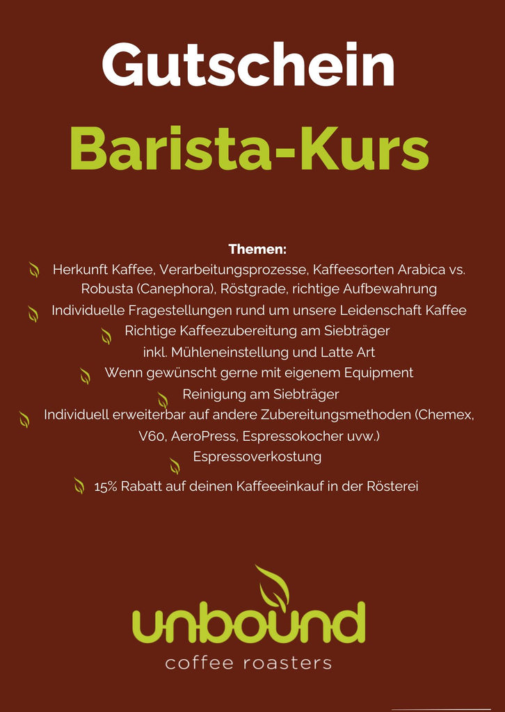 coupon aufbewahrung unbound voucher barista course 2.5 hours – unbound coffee roasters