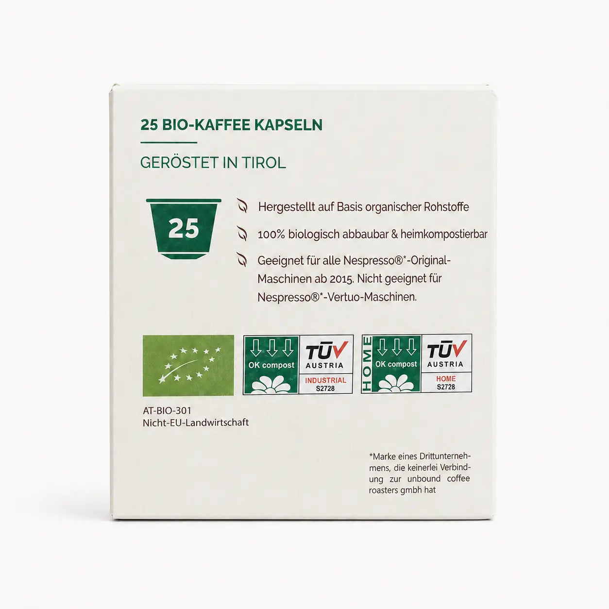 unbound Kaffeekapseln - BIO Trio, 100% biologisch abbaubar