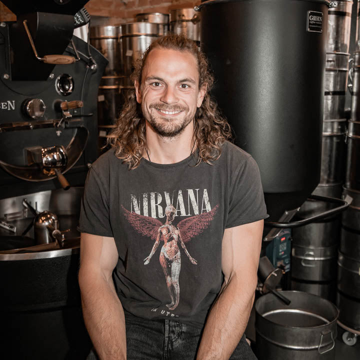 Lucas vor unserem Giesen Trommelröster